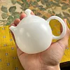 Unglazed Jade Porcelain Xishi Teapot, Handmade Dehua White Porcelain Single Teapot