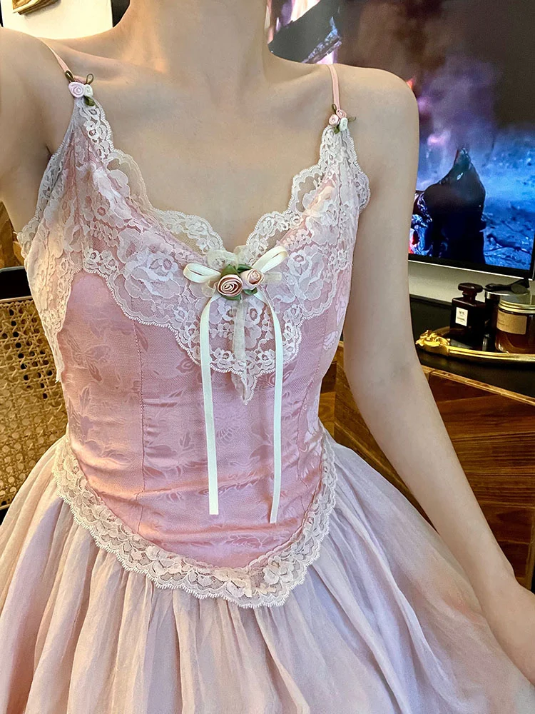 Pink Floral Sweet Princess Fairy Dress PE025