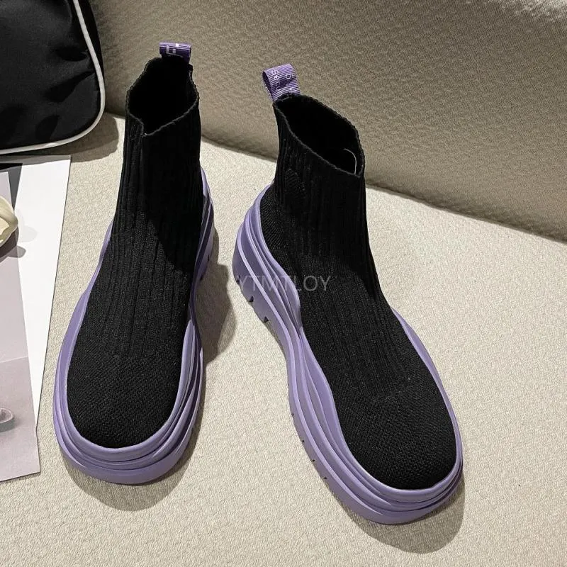 2021 Fashion Breathable Ankle Boots Women Socks Shoes Female Sneakers Casual Wedges Platform Ytmtloy Zapatos De Mujer Plataforma