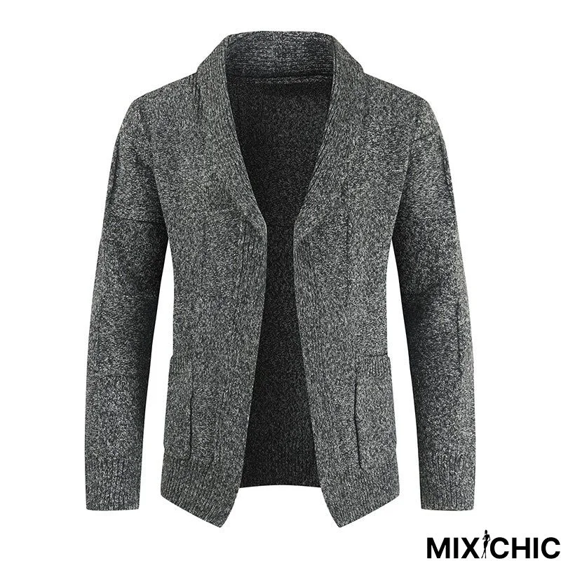 Lapel Casual Solid Color Cardigan