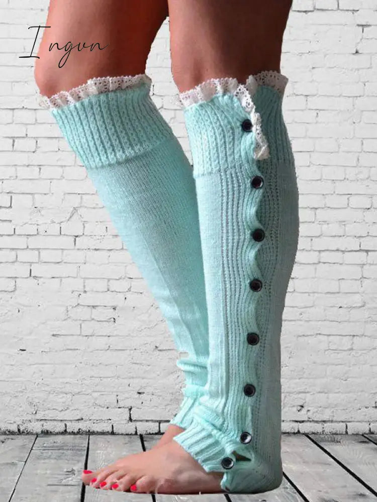 Ingvn - Vintage Knitting Lace Leg Warmers Accessories Lake Blue / Free Size Warmers