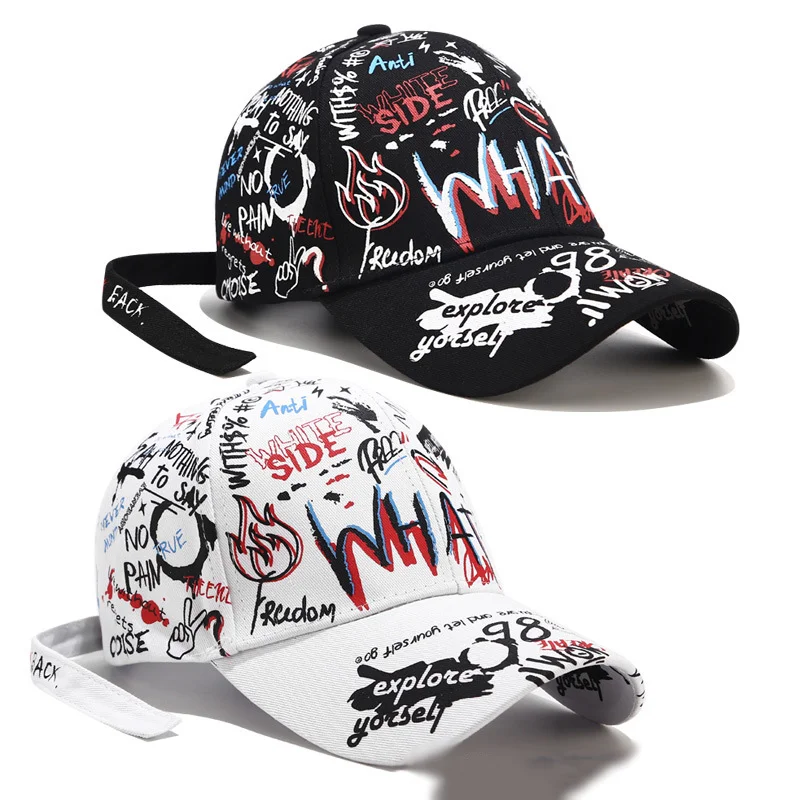 Graffiti Baseball Cap Fashion Korean Style Personality Curved Summer Trendy Men's and Women's Hat Sun Hat Techwear Shop