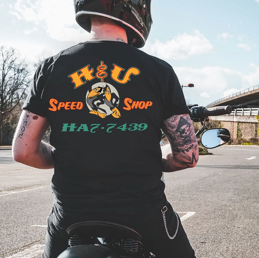 H$U SPEED SHOP Crow Print Men's T-shirt