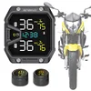 Motorcycle TPMS Tire Pressure Temperature Monitoring Alarm System with 2 Sensors