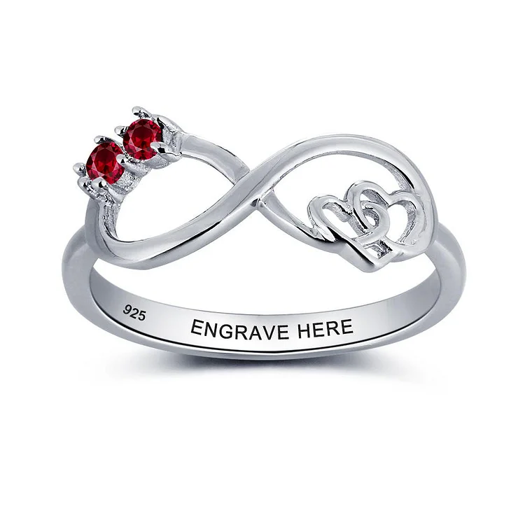 Infinity Ruby Ring Double Heart July Birthstone Promise Ring for Wife Mom