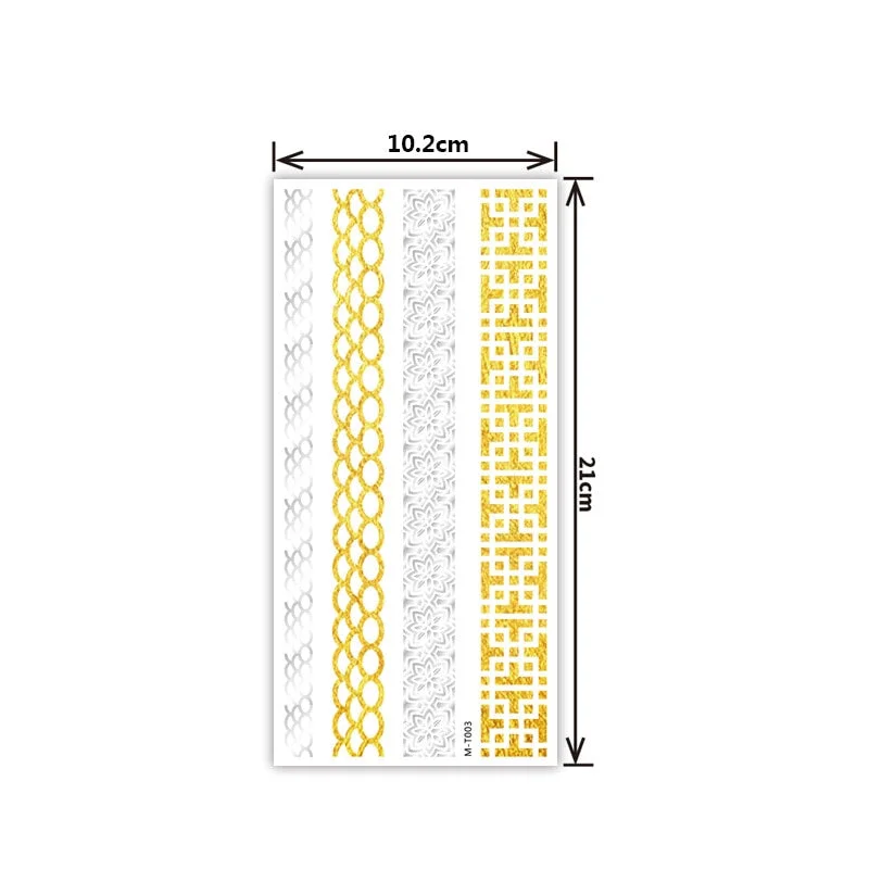 Creative personality exquisite fashion waterproof sweat gold and silver tattoo stickers bronzing and silver tattoo stickers