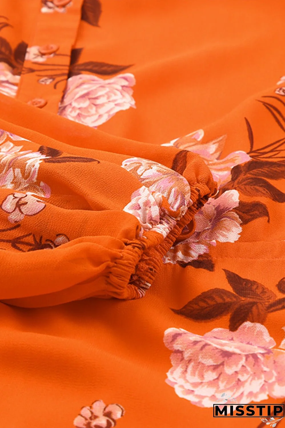 Vintage Floral Print Drawstring Flowy Dress