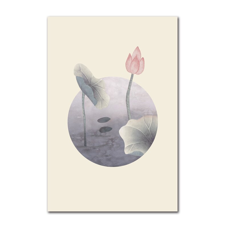 Chinese Style Retro Pond Lotus Study Home Living Room Canvas Printing Waterproof Ink Hd Decorative Poster Frameless