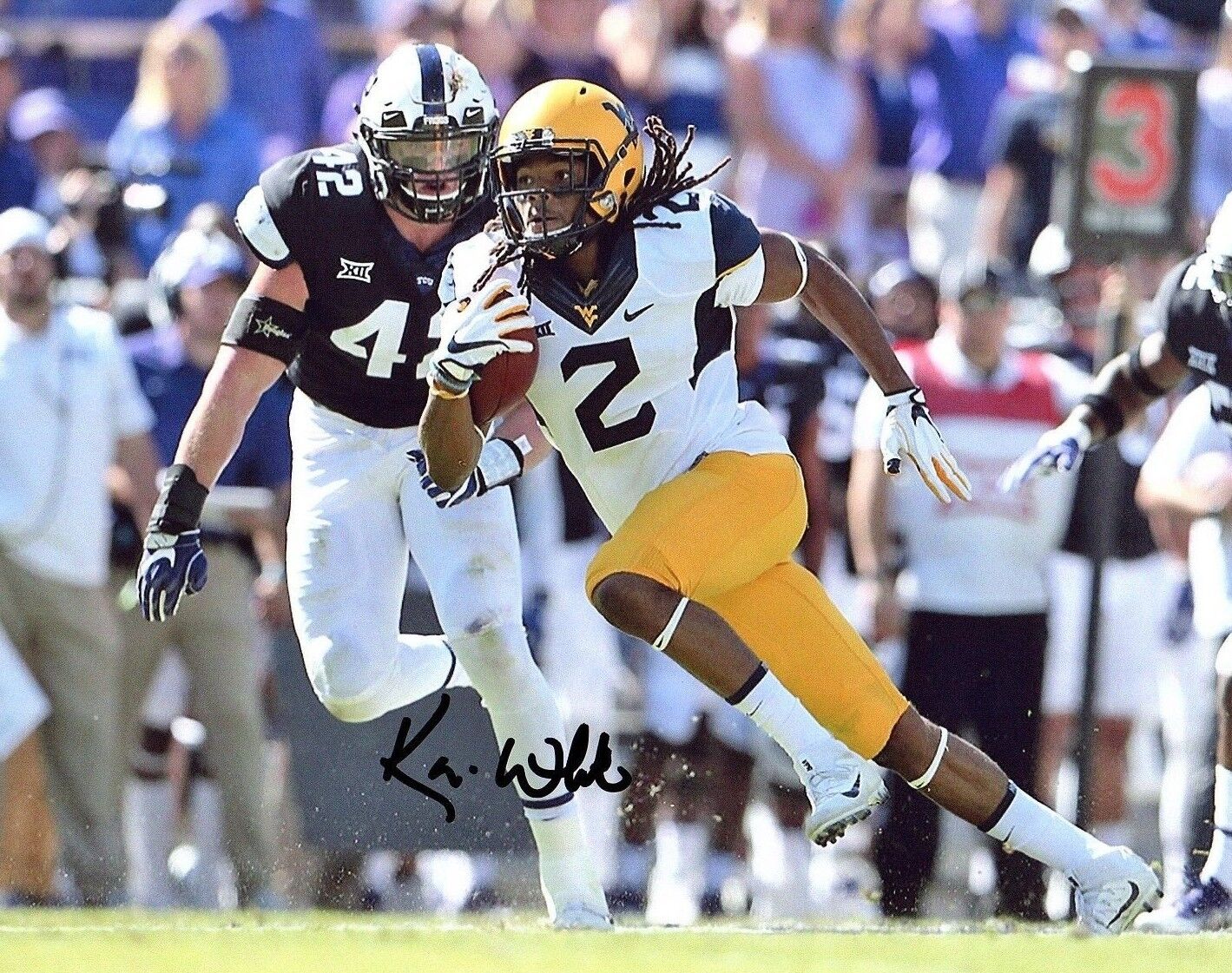 Ka'Raun White West Virginia hand signed autographed 8x10 football Photo Poster painting