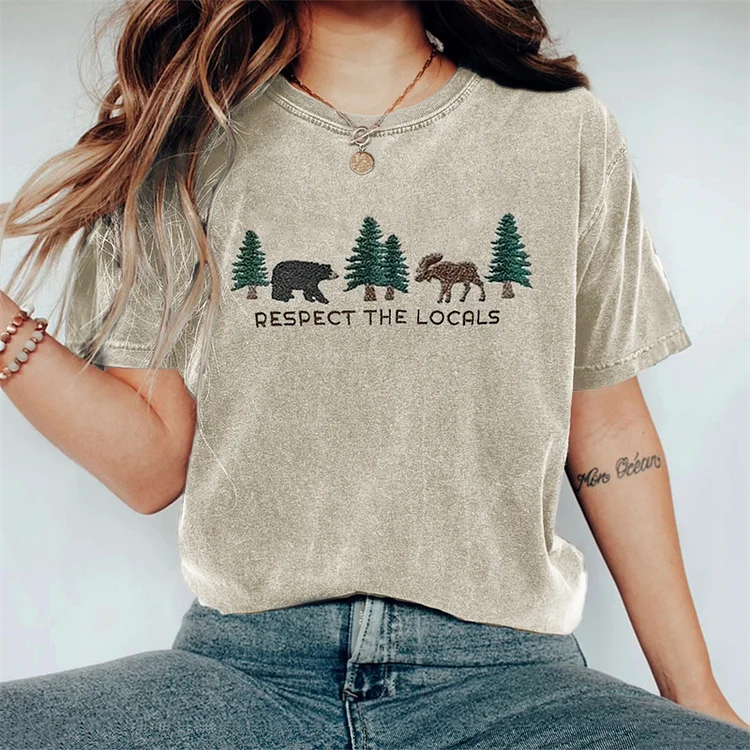 Simpfit Respect The Locals Nationalpark Besticktes Vintage Washed T-Shirt