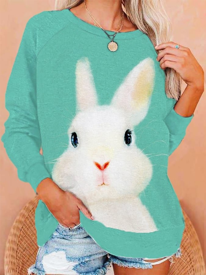 Women's Easter Bunny Print Sweatshirt