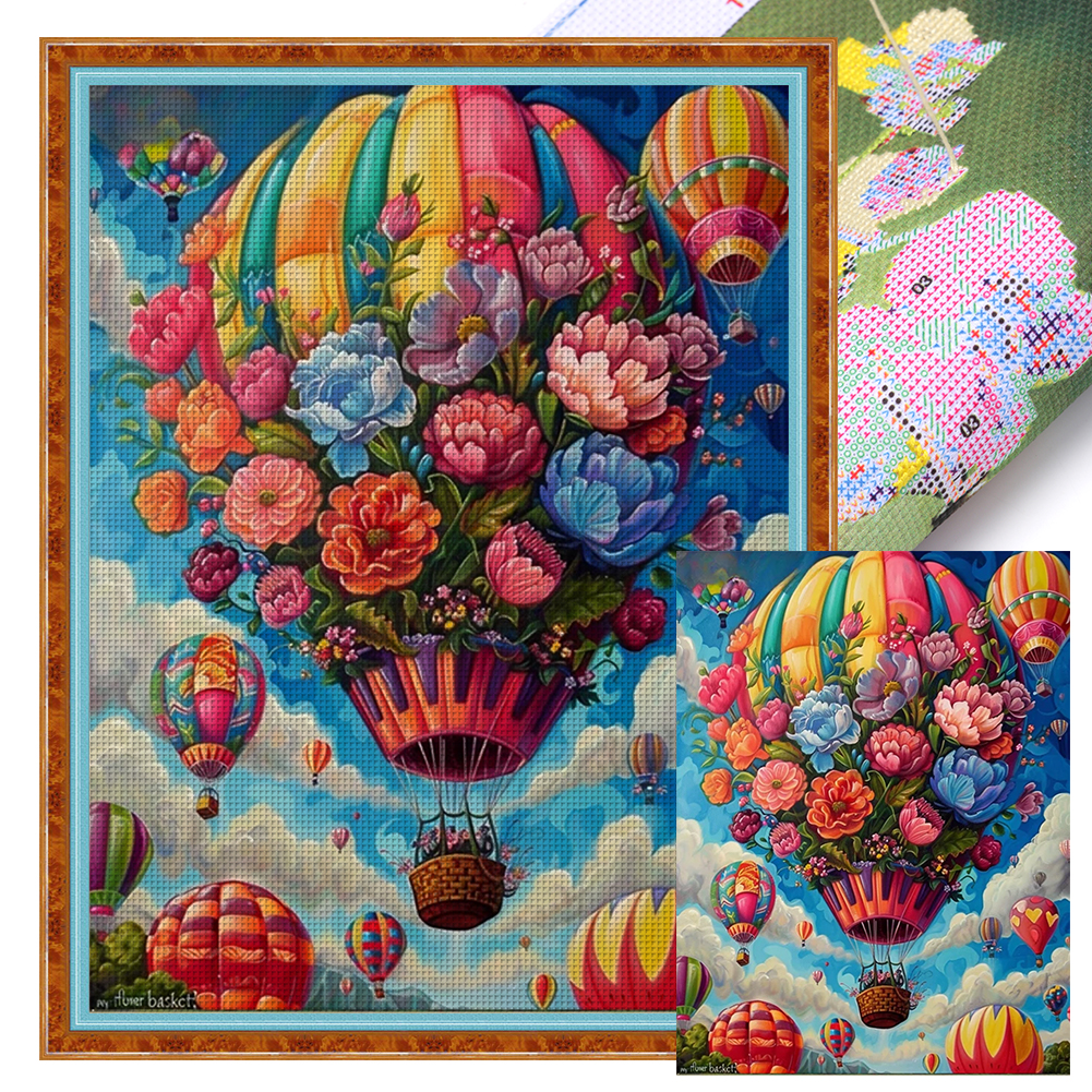 Flower Balloon Full 14CT Pre-stamped Canvas(45*60cm) Cross Stitch