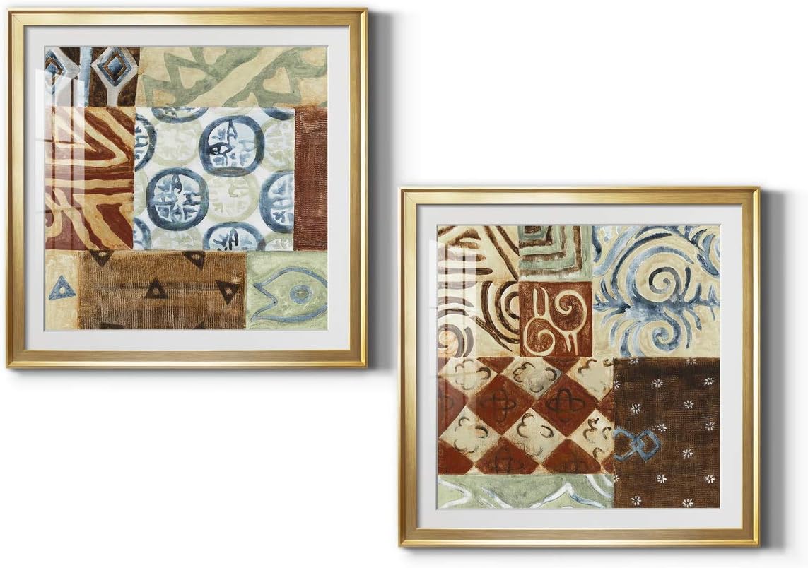 Neutral Color Wall Art, Wall Dcor Print, Beaches, Floral, Animals, Bohemian, & Vintage Styles, with Matte Board, Acrylic Glass, and Hanging Hardware - Patterns of Africa I - Gold Framed - 34X34 34X34