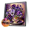 Diamond Painting-DIY Full Round Drill Violet Flowers（40*40CM)