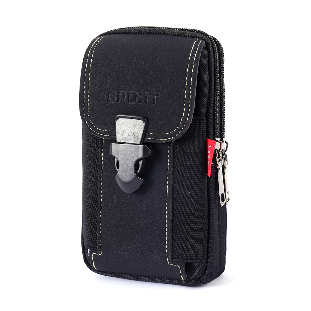 

Men Canvas Waist Bag Phone Purse Zipper Belt Bum Pouch (Style 1 Black), 501 Original