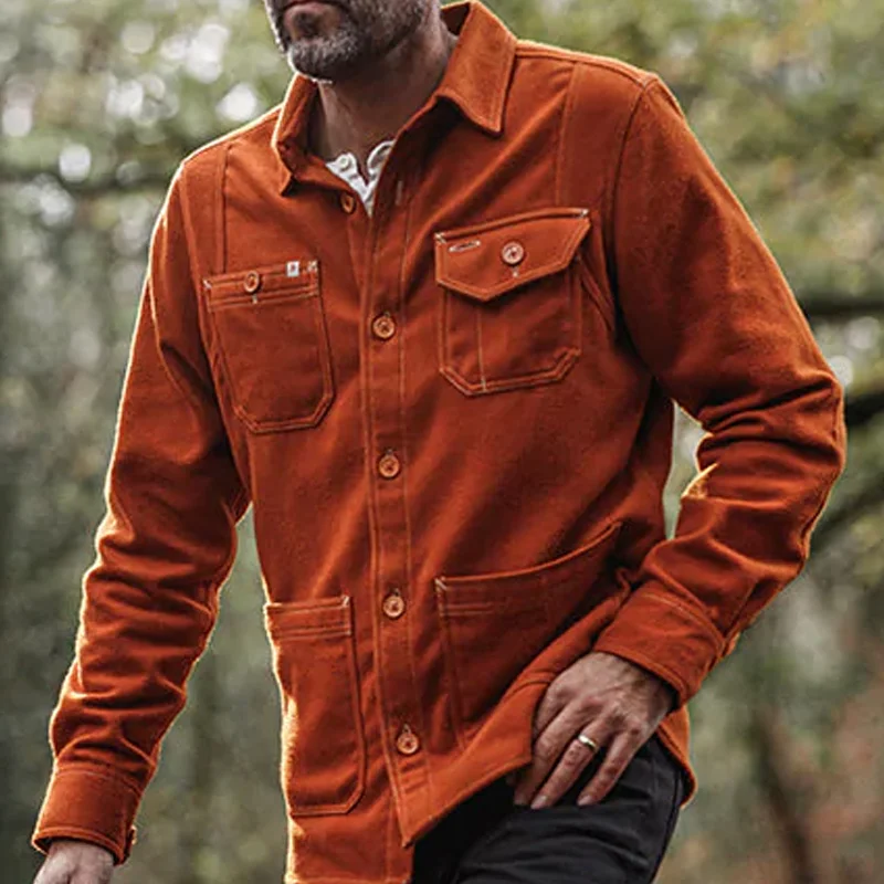 Classic Orange Wool Blend Insulated Lounge Shirt
