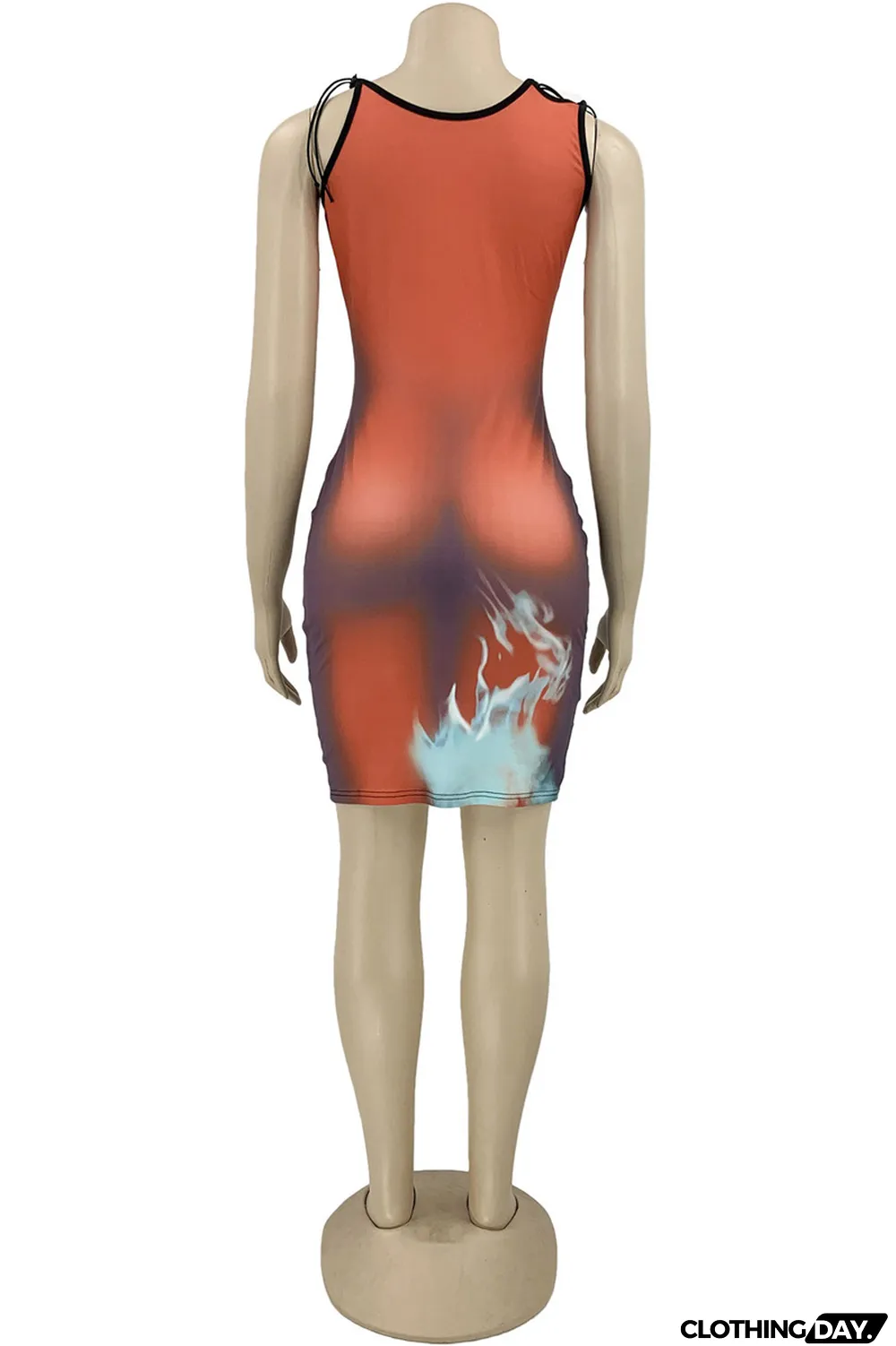 Red Fashion Sexy Print Bandage Spaghetti Strap Sleeveless Dress