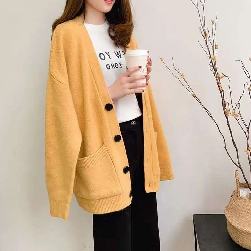 Cardigan Women Spring Autumn Fashion New Knitted Loose Korean Style Fairy Sweater All-match Warm Single Breasted Casual Oversize