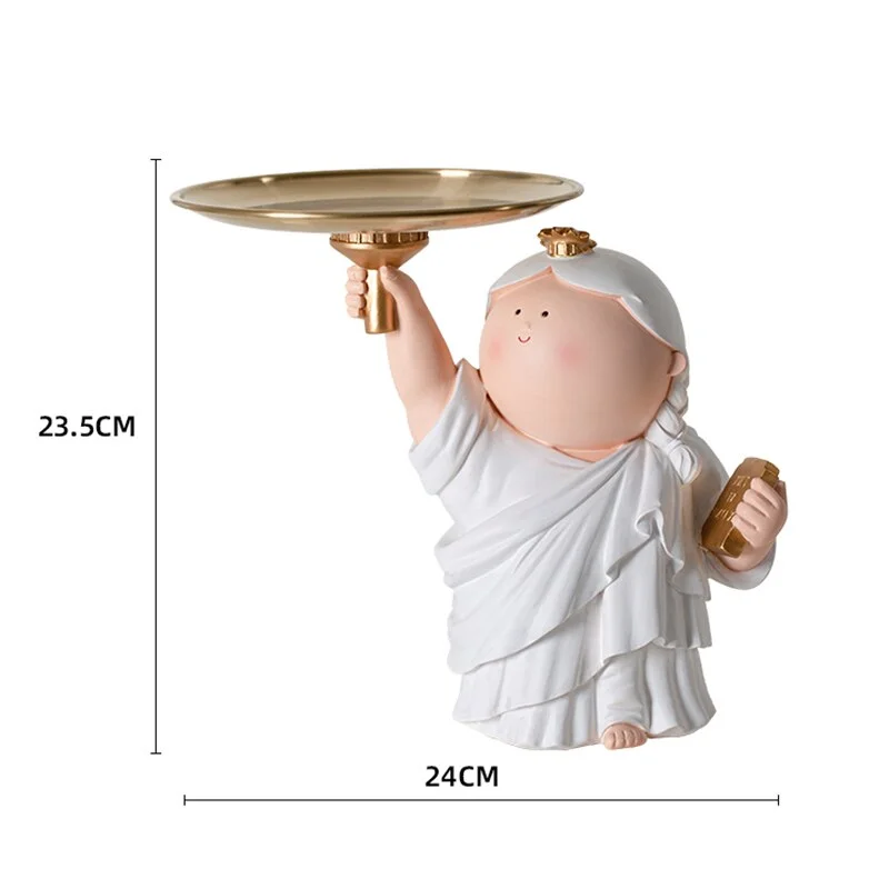 Modern Girl Sculpture Storage Resin Art Statue Metal Tray Nordic Home Decoration Accessories For Living Room Table Decoration