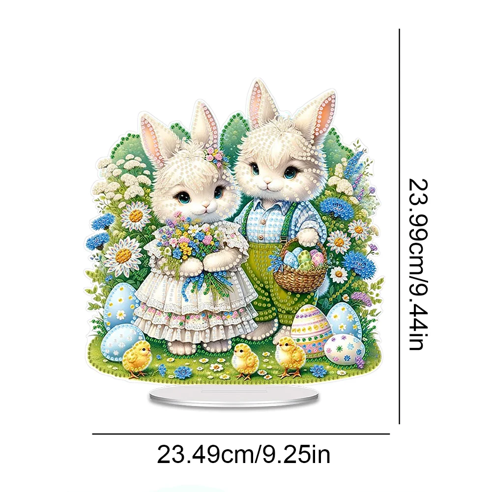 5D DIY Easter Egg Rabbit Diamond Painting Acrylic Tabletop Ornaments for Home Decor
