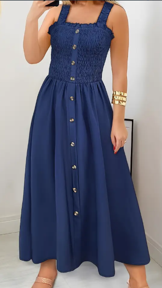 Mature Women Summer Fashion Stunning Shirred A-Line Maxi Dress
