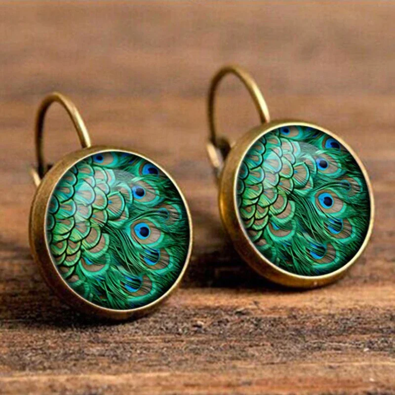 Vintage Peacock Feathers Pattern Bohemian Earrings