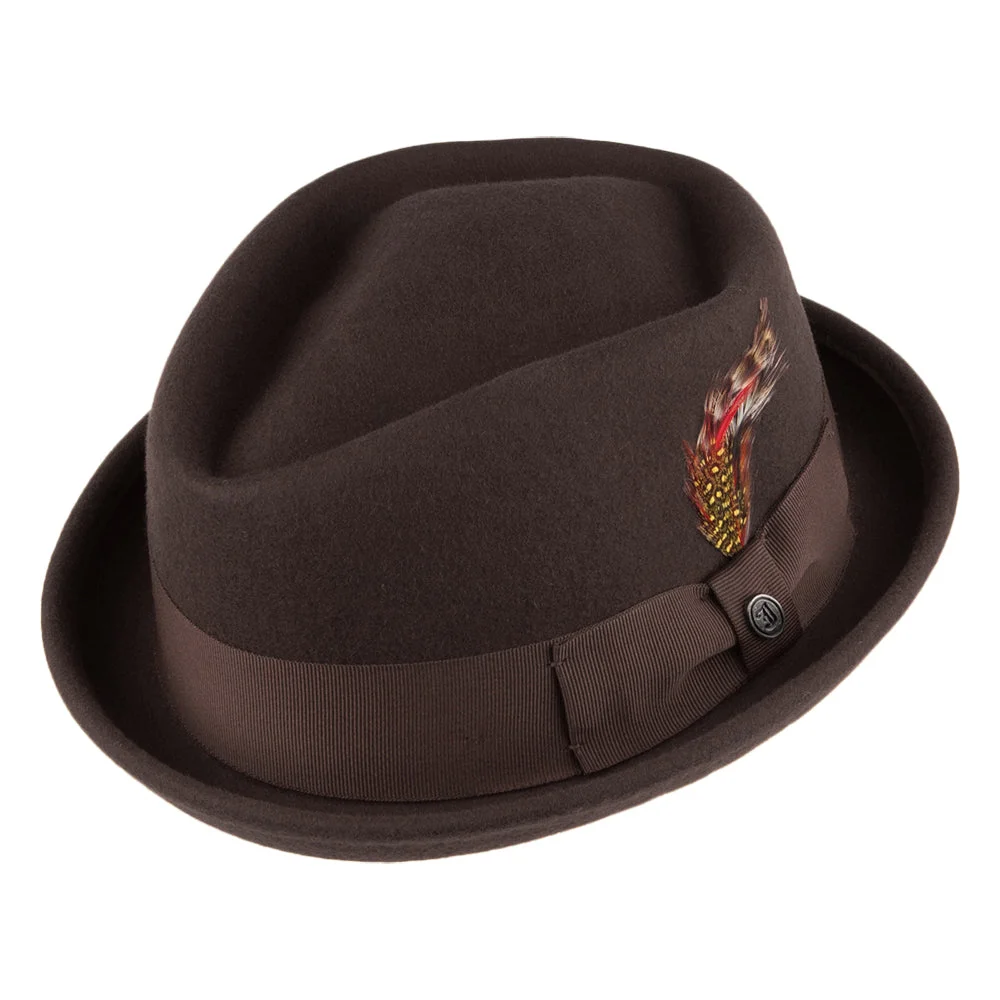 Jaxon & James Crushable Diamond Crown Pork Pie Hat - Brown