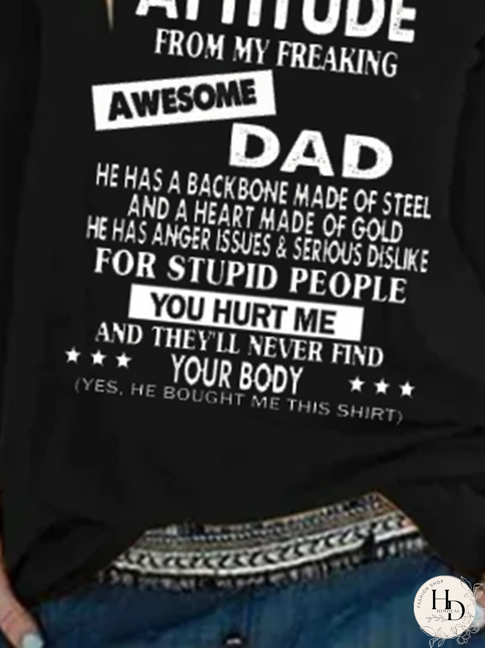 I Get A Awesome Dad Print Crew Neck T-shirt