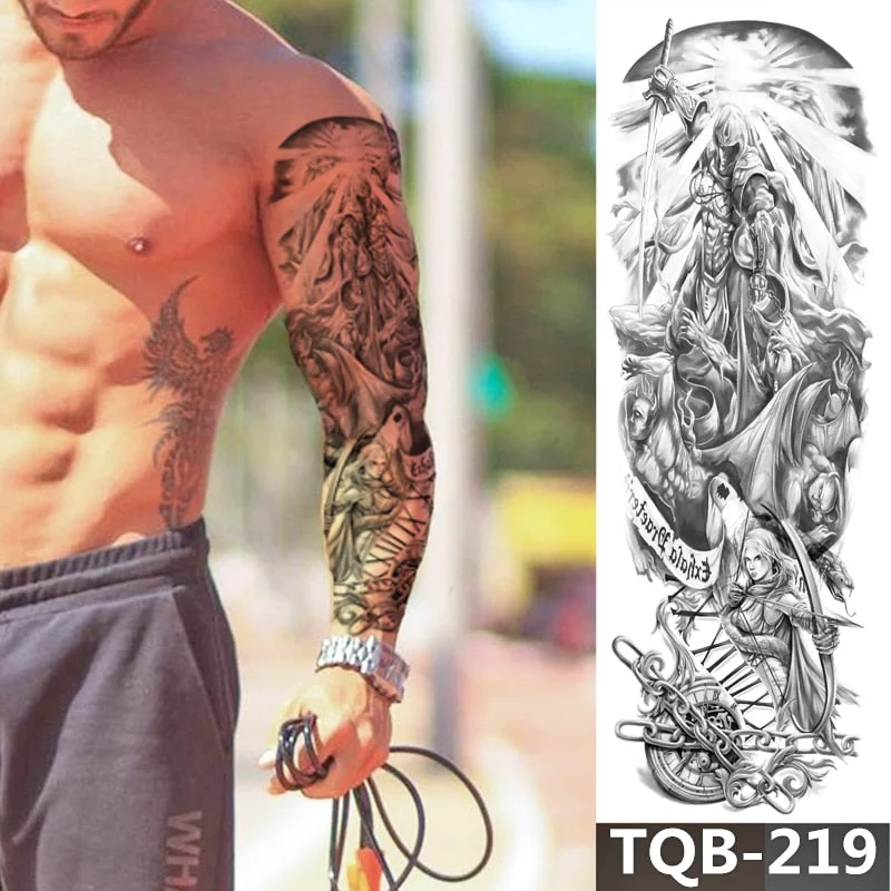 Waterproof Temporary Tattoo Sticker Totem Mechanical Full Arm Large Size Sleeve Tatoo Fake Tatto Flash Tattoos For Men Women