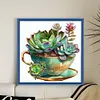 Teacup Succulent-Partial 11CT Stamped Cross Stitch Bead Embroidery 36*36cm/14.17*14.17in tapestrymarket