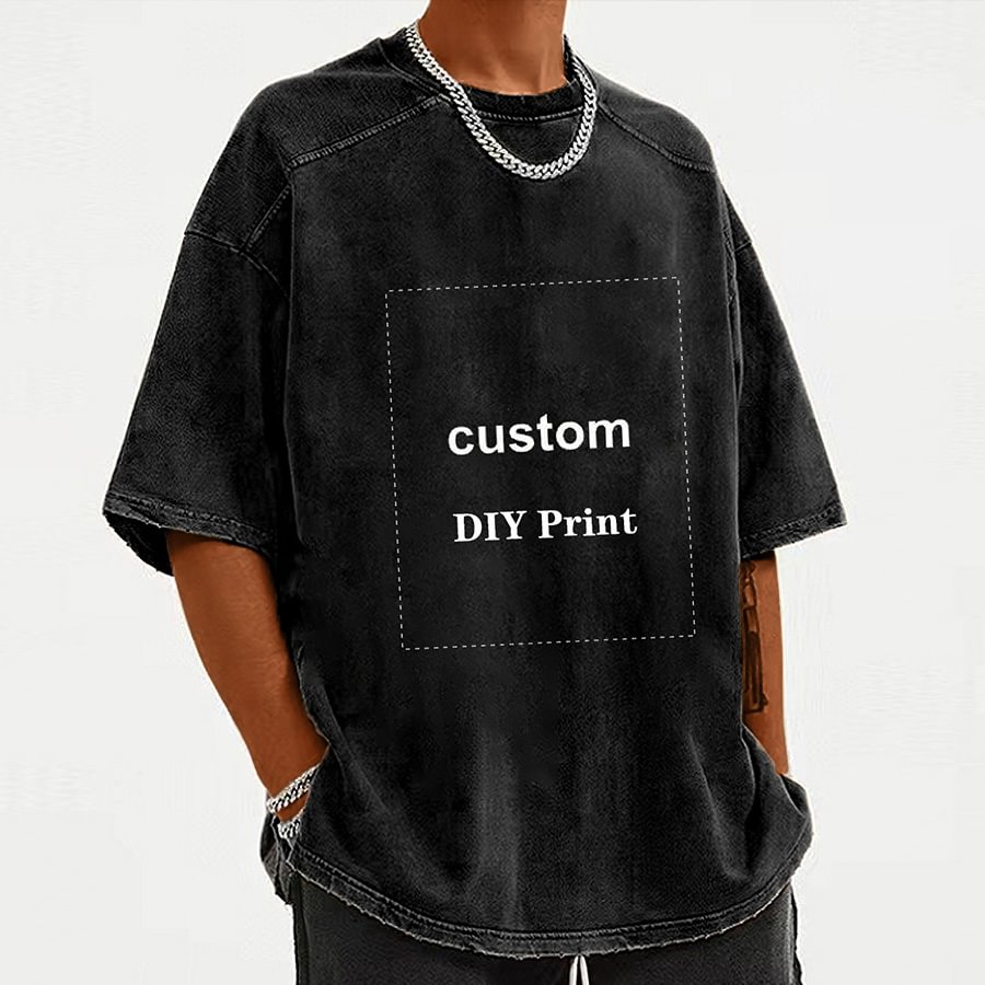 Men's Personalized T-Shirt Custom Photo Vintage Short Sleeve Top-VESSFUL