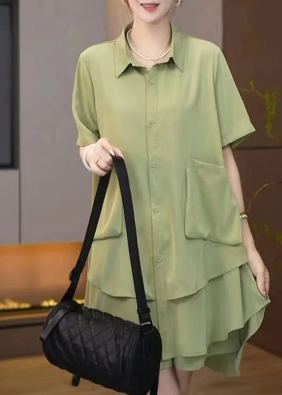 Plus Size Fruit Green Oversized Patchwork Two-Piece Set Summer