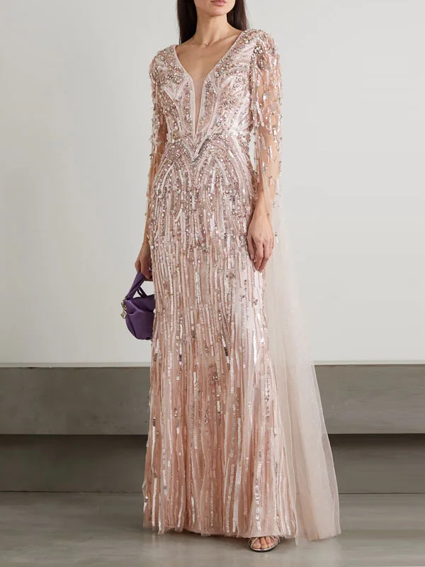 crystal silk net cloak temperament ladies dress