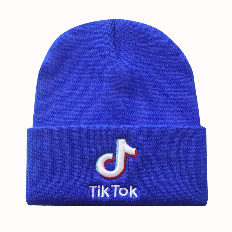 Tiktok Beanie Embroidered Student Knitted Fall and Winter Warm Pullover Hat