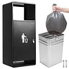[US Local Warehouse] Commercial Outdoor Trash Can Decorative Trash Container with Lid for Park Garden