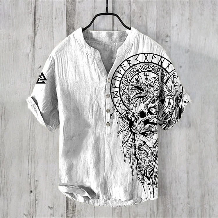 Simpfit Herren-Hemd „Viking Art“ aus Nachahmung aus Nachahmung aus Baumwolle und Leinen