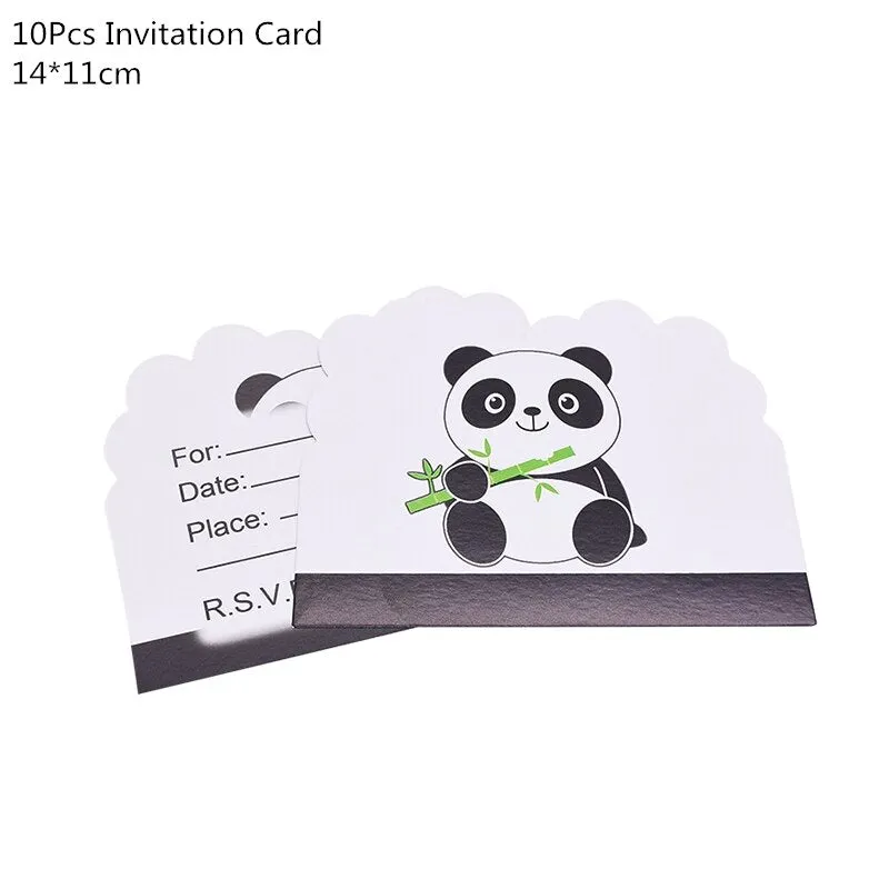 Cartoon Panda Theme Birthday Party Decorations Disposable Tableware Sets Plate Napkin Panda Party Balloon Baby Shower Favors