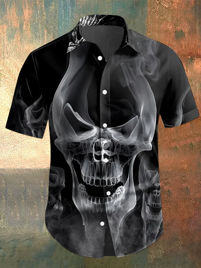 Men's Skull Print Casual Shirt 
