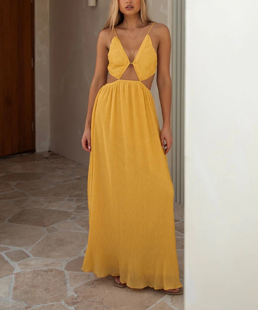 Vacation Vibrant Yellow Sexy Dress-coollova:luchamp