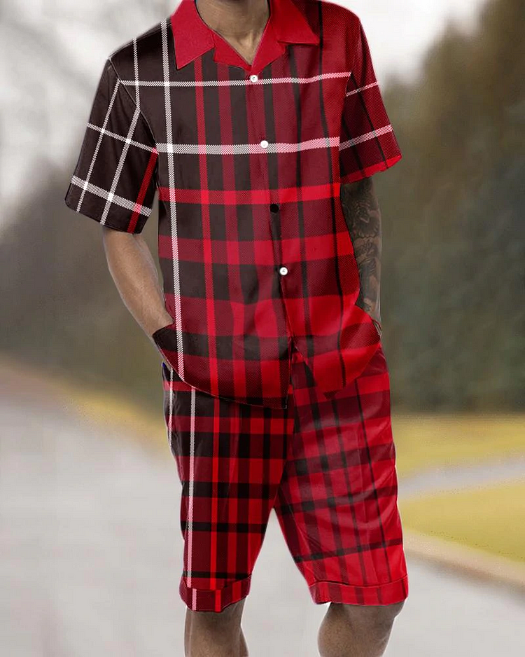 Two Piece Short Sleeve Print Walking Suit Set with Shorts