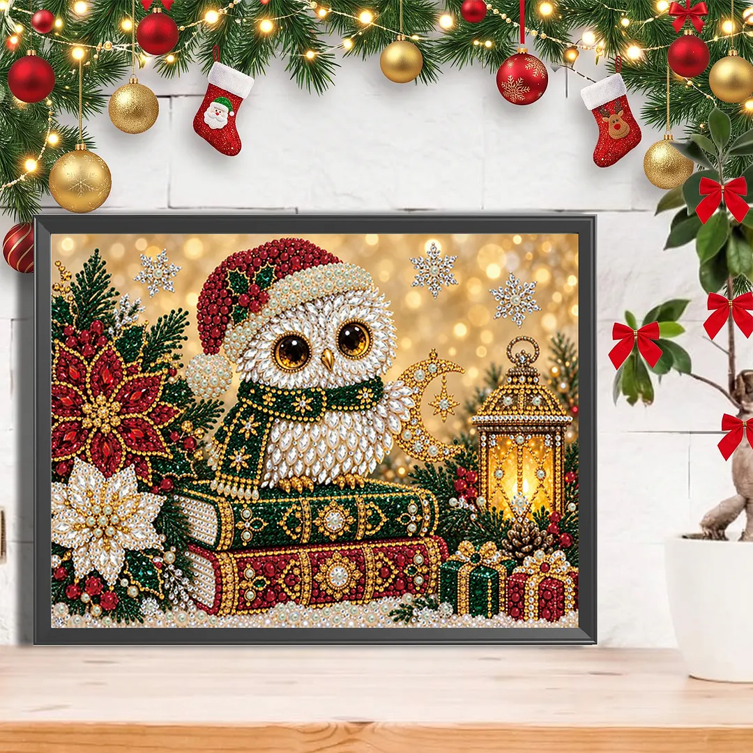 Pearl Painting Kit for Adults Christmas Owl 15.75x11.81in
