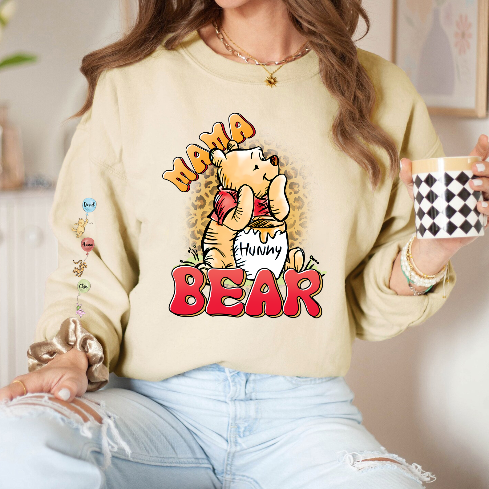 Loveyoufancy Custom Mama Bear sweatshirt Cartoon Honey Bear Mom sweatshirt
