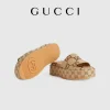 GUCCI 2025 Damskie klapki na platformie z nowym podw&oacute;jnym wzorem G