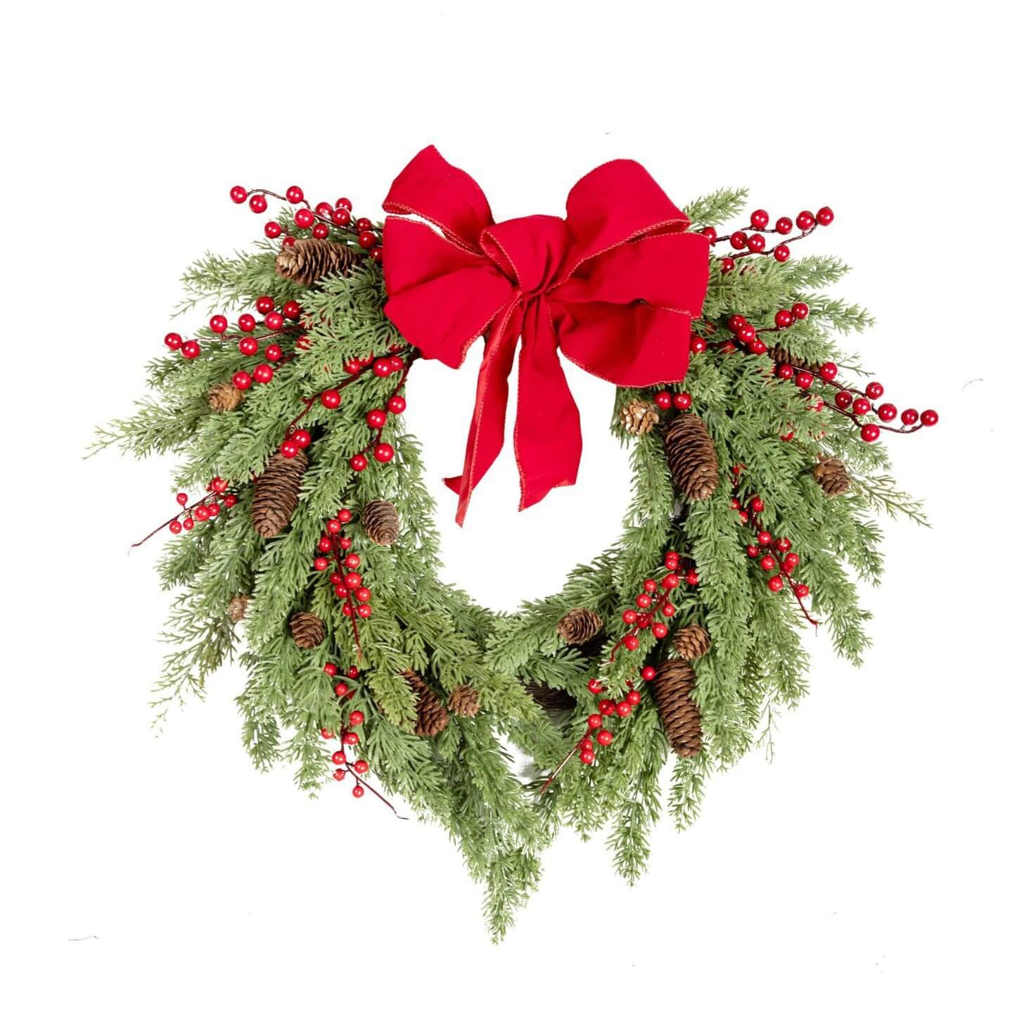 Christmas Artificial Vintage Red Bow Wreath