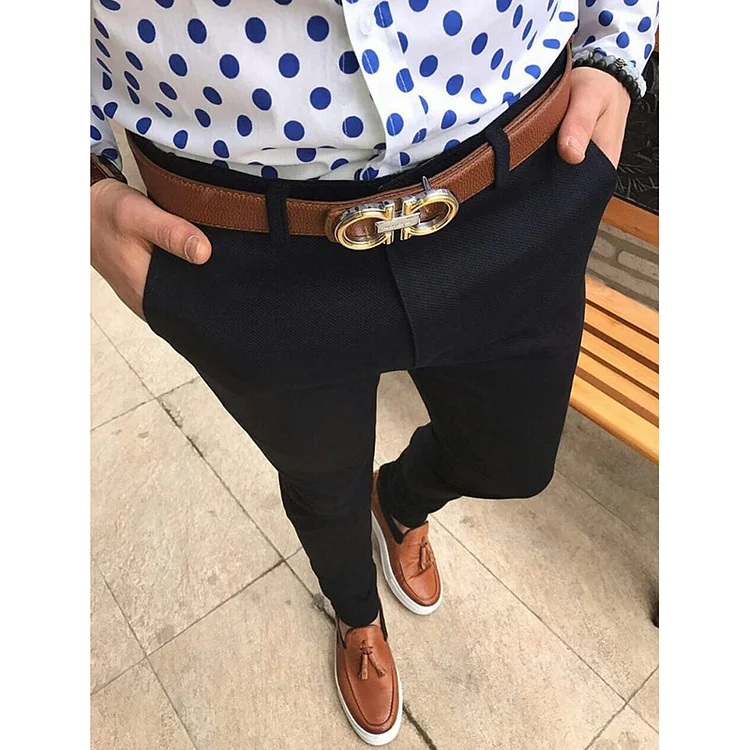 BrosWear Solid Color Slim-Fit Pants