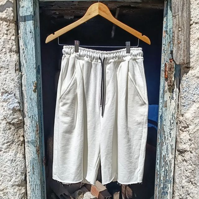Cotton linen men's solid color casual shorts pants