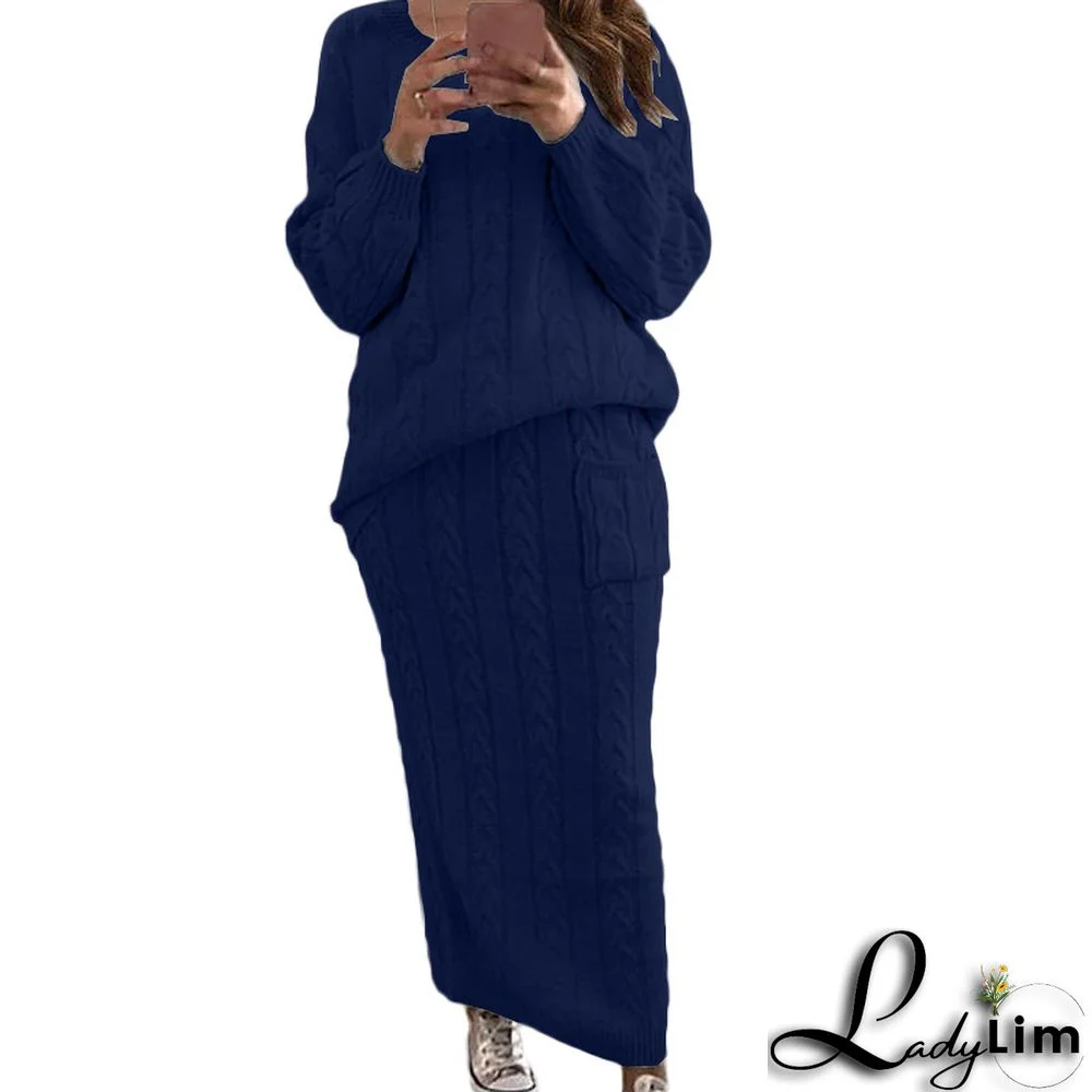 Autumn and winter women's fashion twist sweater suit set