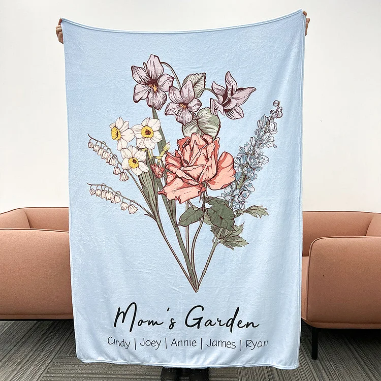 Personalized Gift Ideas For Mom - Mom/Grandma's Garden Birth Month Flower  Blanket