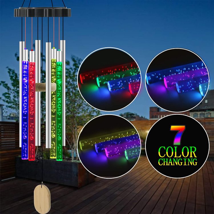 Solar colorful bubble light music wind chime