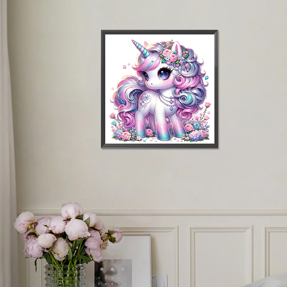 Full Square Diamond Painting 35*35cm - Black And White Unicorn